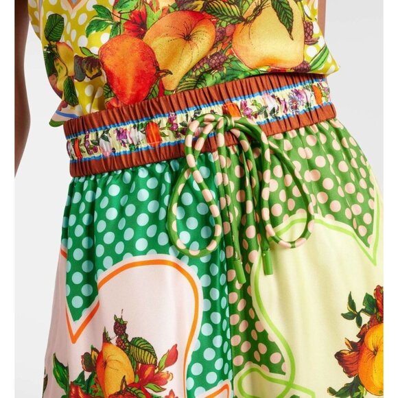Alémais Lemonis Fruit Print Palazzo Silk Wide Leg Pants Size 6 - Picture 2 of 7